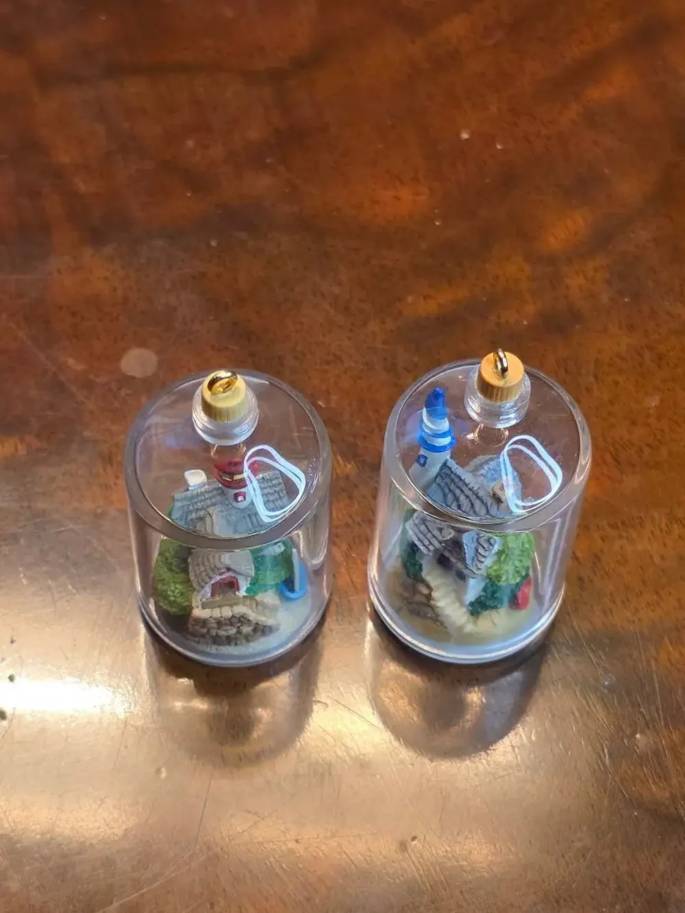 Hallmark Seaside Scenes Miniature Ornaments Lot of 2 Bottle Lighthouse #2 and #3